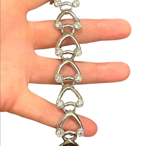 Vintage 1980s Swarovski authentic silver crystal heart bracelet Swan - Picture 2 of 15